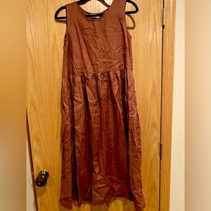 Magic Linen wine size large midi dress- NWT